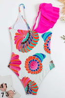 Laden Sie das Bild in den Galerie-Viewer, Blau bedruckte Bademode mit hoher Taille