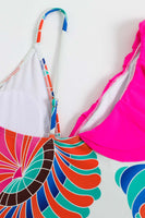 Laden Sie das Bild in den Galerie-Viewer, Blau bedruckte Bademode mit hoher Taille