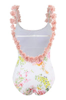 Laden Sie das Bild in den Galerie-Viewer, Blau bedruckte Bademode mit hoher Taille und Blumen