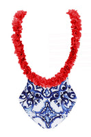 Laden Sie das Bild in den Galerie-Viewer, Blau bedruckte Bademode mit hoher Taille und Blumen