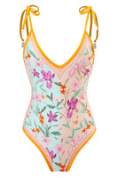 Laden Sie das Bild in den Galerie-Viewer, Rosa einteilige Bademode mit Blumenbedruckung