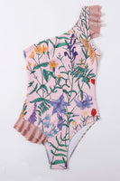 Laden Sie das Bild in den Galerie-Viewer, Eine Schulter Rosa Rüschen Ein Stück Bademode