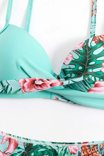 Grünes Vorderkreuz zweiteilige Bikini-Sets