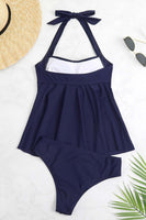 Laden Sie das Bild in den Galerie-Viewer, Schwarzes Neckholder zweiteilige Vorderes Kreuz Bademode