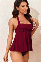 Laden Sie das Bild in den Galerie-Viewer, Schwarzes Neckholder zweiteilige Vorderes Kreuz Bademode