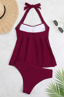 Laden Sie das Bild in den Galerie-Viewer, Schwarzes Neckholder zweiteilige Vorderes Kreuz Bademode