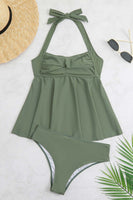 Laden Sie das Bild in den Galerie-Viewer, Schwarzes Neckholder zweiteilige Vorderes Kreuz Bademode