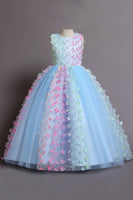 Laden Sie das Bild in den Galerie-Viewer, A-Linie ärmelloses beiges Mädchenkleid mit Schmetterlingen