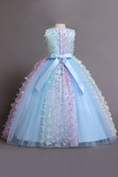 Laden Sie das Bild in den Galerie-Viewer, A-Linie ärmelloses beiges Mädchenkleid mit Schmetterlingen