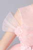 Laden Sie das Bild in den Galerie-Viewer, A-Linie rosa Schleife Mädchenkleid mit Applikationen