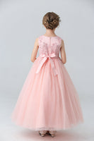 Laden Sie das Bild in den Galerie-Viewer, Weißes Mädchenkleid mit Perlen und Applikationen