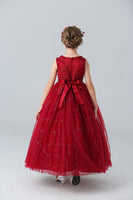 Laden Sie das Bild in den Galerie-Viewer, Weißes Mädchenkleid mit Perlen und Applikationen