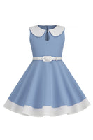 Laden Sie das Bild in den Galerie-Viewer, Schwarzes Juwelenhals ärmelloses 50er Jahre Mädchenkleid