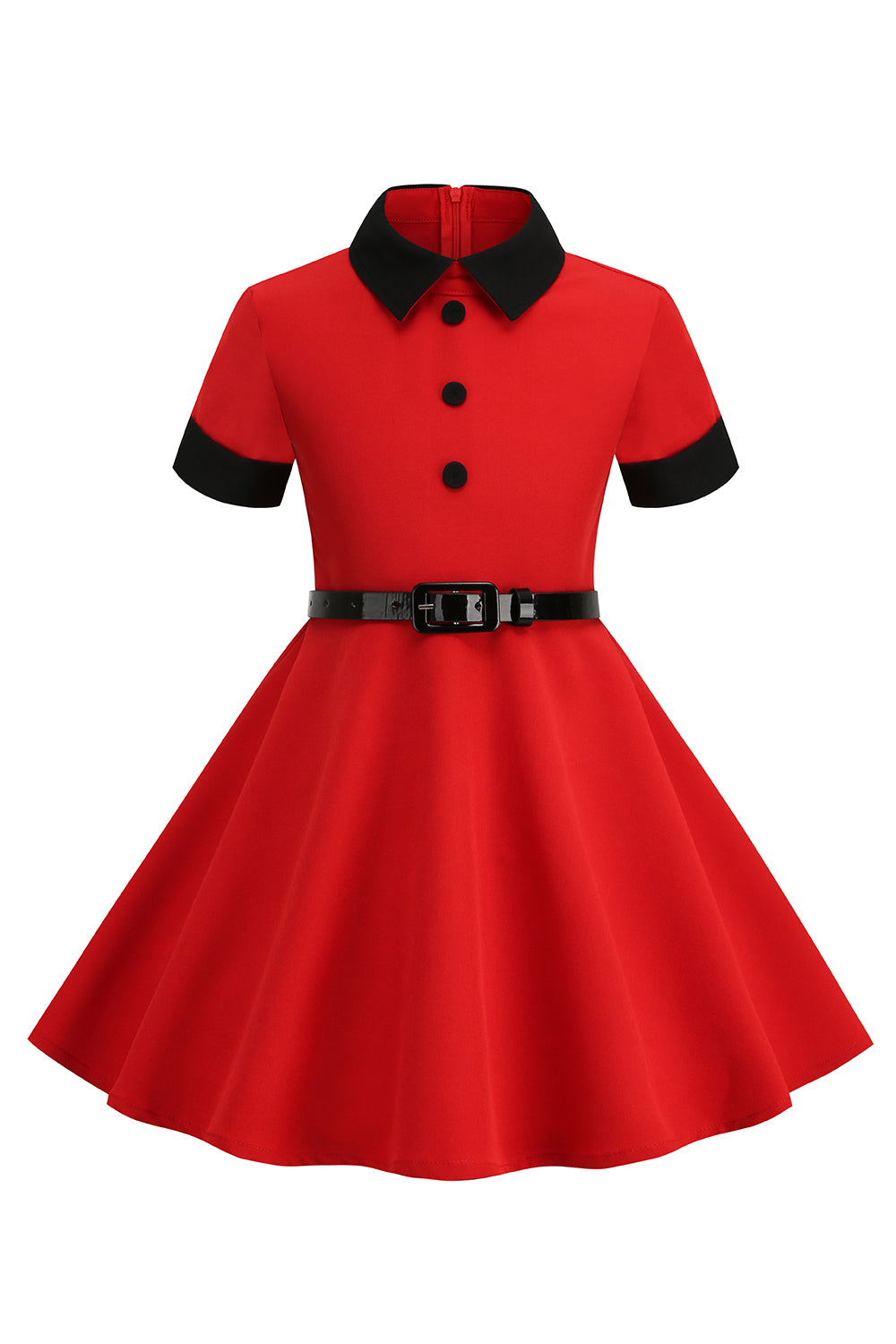 Roter Juwelenhals Vintage Mädchen Kleider