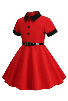 Roter Juwelenhals Vintage Mädchen Kleider