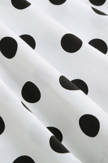 Weißes Polka Dots Mädchenkleid mit kurzen Ärmeln