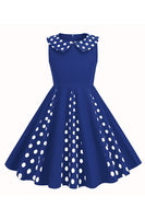 Laden Sie das Bild in den Galerie-Viewer, Schwarzes Juwelenhals ärmelloses 50er Jahre Mädchenkleid