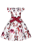 Laden Sie das Bild in den Galerie-Viewer, Blaue Puffärmel Mädchen Partykleid mit Schleife