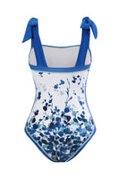 Laden Sie das Bild in den Galerie-Viewer, Vintage bedrucktes schwarzes einteiliges Bademoden-Set mit Strandrock