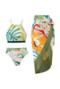 Laden Sie das Bild in den Galerie-Viewer, Zweiteiliges grün bedrucktes Bikini Set mit Strandrock