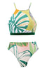 Laden Sie das Bild in den Galerie-Viewer, Zweiteiliges grün bedrucktes Bikini Set mit Strandrock