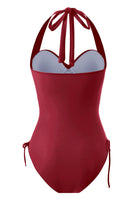 Laden Sie das Bild in den Galerie-Viewer, Einteilige schwarze Bademode mit Neckholder und Kordelzug