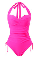 Laden Sie das Bild in den Galerie-Viewer, Einteilige schwarze Bademode mit Neckholder und Kordelzug