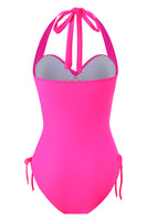 Laden Sie das Bild in den Galerie-Viewer, Einteilige schwarze Bademode mit Neckholder und Kordelzug