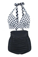 Laden Sie das Bild in den Galerie-Viewer, Zweiteilige Hohe Taille Neckholder Badeanzüge