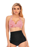 Laden Sie das Bild in den Galerie-Viewer, Zweiteilige Hohe Taille Neckholder Badeanzüge