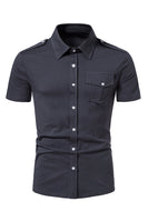 Laden Sie das Bild in den Galerie-Viewer, Schwarze Schlanke Passform Oberteile mit kurzen Ärmeln für Herren