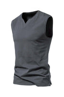 Laden Sie das Bild in den Galerie-Viewer, Ärmelloses schwarzes Herren-T-Shirt mit V-Ausschnitt
