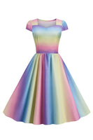 Laden Sie das Bild in den Galerie-Viewer, Buntes A Linie Vintage Kleid der 1950er Jahre