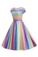 Laden Sie das Bild in den Galerie-Viewer, Buntes A Linie Vintage Kleid der 1950er Jahre