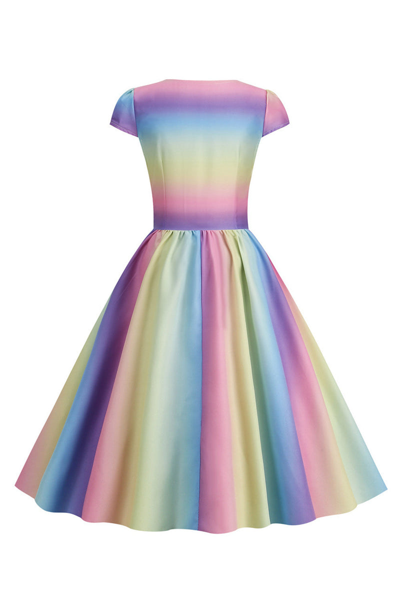Laden Sie das Bild in den Galerie-Viewer, Buntes A Linie Vintage Kleid der 1950er Jahre