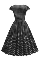 Laden Sie das Bild in den Galerie-Viewer, Polka Dots Swing Kleid aus den 1950er Jahren