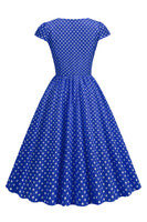 Laden Sie das Bild in den Galerie-Viewer, Polka Dots Swing Kleid aus den 1950er Jahren