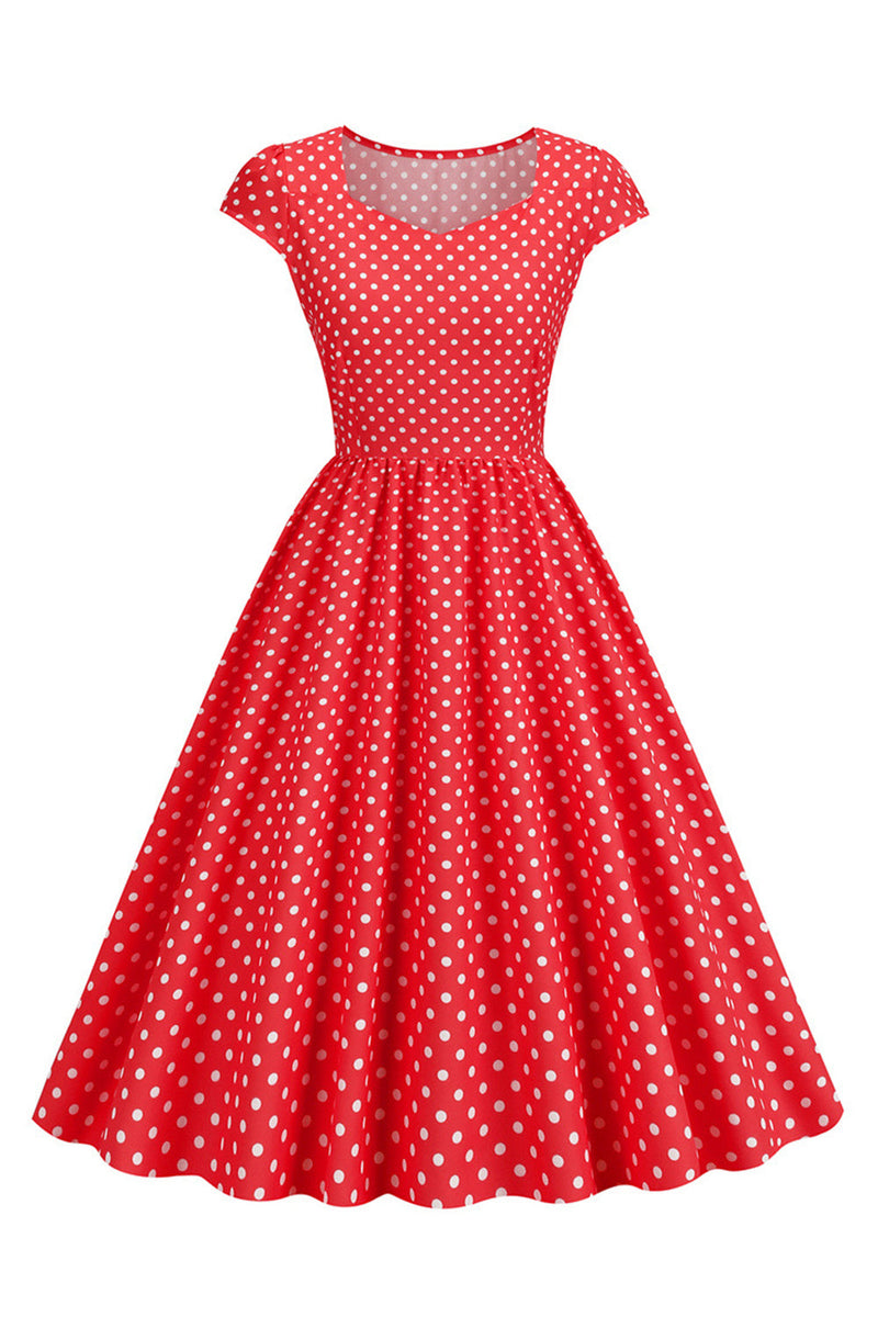 Laden Sie das Bild in den Galerie-Viewer, Polka Dots Swing Kleid aus den 1950er Jahren