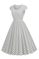 Laden Sie das Bild in den Galerie-Viewer, Polka Dots Swing Kleid aus den 1950er Jahren