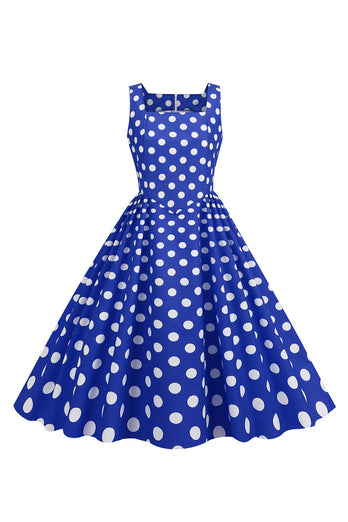 Schwarzes Polka Dots Rockabilly Kleid aus den 1950er Jahren