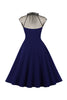 Laden Sie das Bild in den Galerie-Viewer, Schwarzes A Linie Vintage Kleid der 1950er Jahre mit Knöpfen