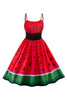 Laden Sie das Bild in den Galerie-Viewer, Rote Wassermelone bedrucktes Rockabilly Kleid