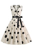 Laden Sie das Bild in den Galerie-Viewer, Hellblaues Polka Dots Vintage Kleid aus den 1950er Jahren