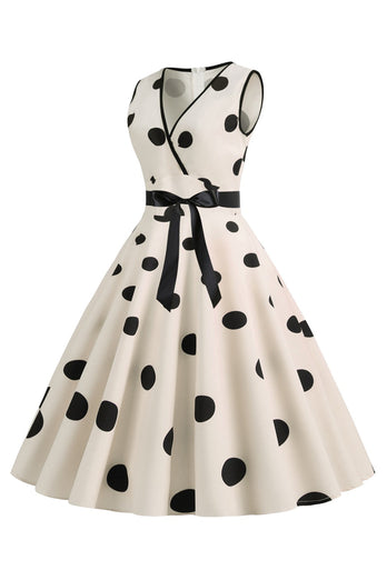 Hellblaues Polka Dots Vintage Kleid aus den 1950er Jahren