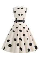 Laden Sie das Bild in den Galerie-Viewer, Hellblaues Polka Dots Vintage Kleid aus den 1950er Jahren
