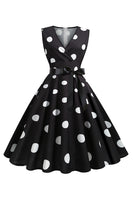 Laden Sie das Bild in den Galerie-Viewer, Hellblaues Polka Dots Vintage Kleid aus den 1950er Jahren