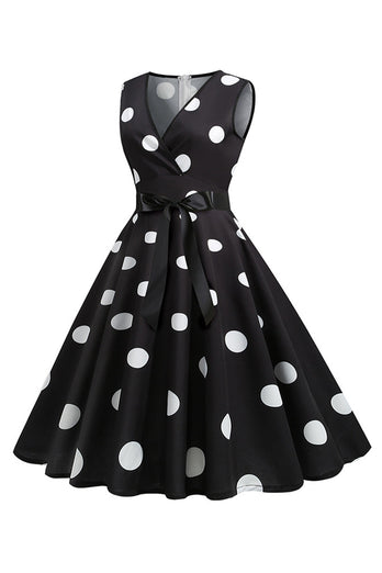 Hellblaues Polka Dots Vintage Kleid aus den 1950er Jahren