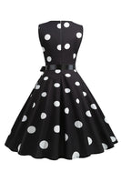 Laden Sie das Bild in den Galerie-Viewer, Hellblaues Polka Dots Vintage Kleid aus den 1950er Jahren