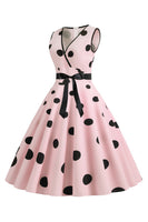 Laden Sie das Bild in den Galerie-Viewer, Hellblaues Polka Dots Vintage Kleid aus den 1950er Jahren
