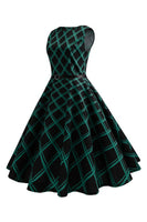 Laden Sie das Bild in den Galerie-Viewer, Swing Grünes kariertes Rockabilly Kleid